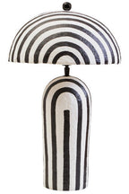 Black and White Stripe Papier Mache Table Lamp with Dome Shade