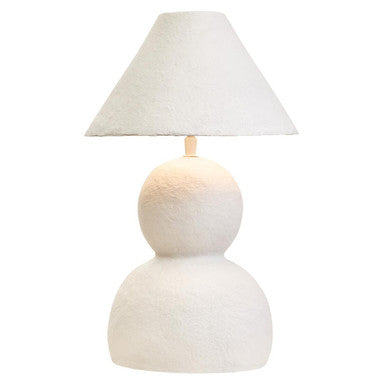 White Papier Mache Table Lamp