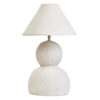 White Papier Mache Table Lamp