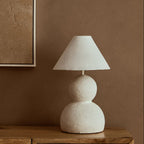 White Papier Mache Table Lamp