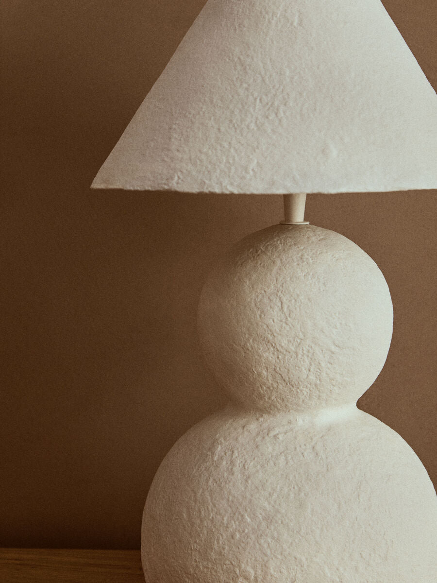 White Papier Mache Table Lamp