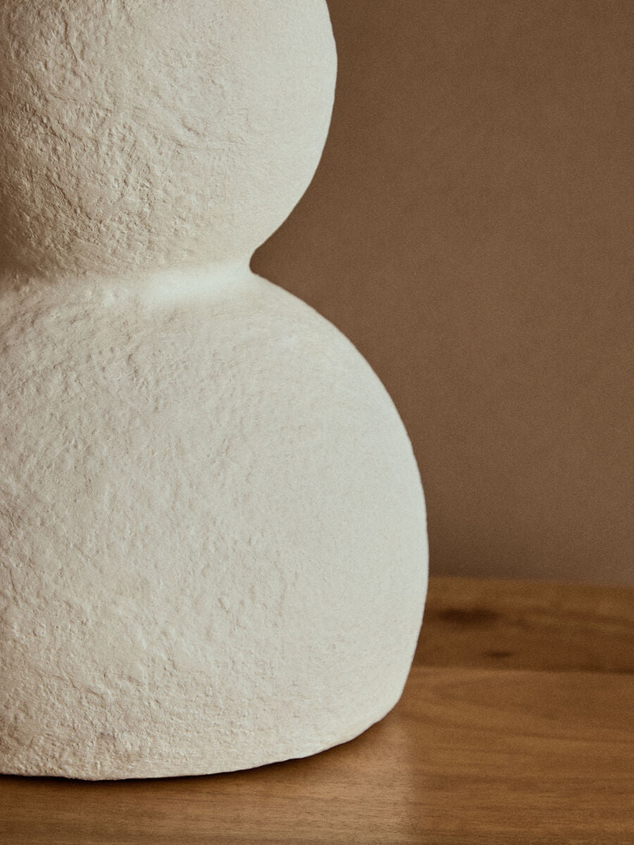 White Papier Mache Table Lamp