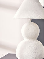 White Papier Mache Table Lamp