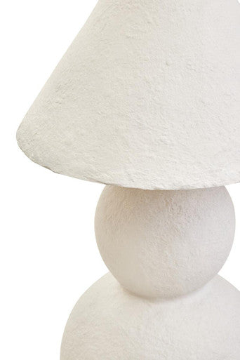 White Papier Mache Table Lamp