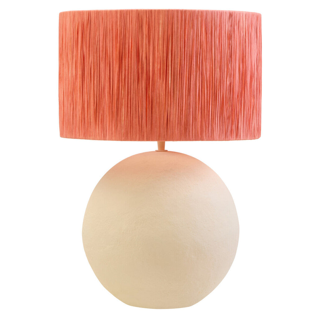 Natural Papier Mache Table Lamp with Rust Raffia Shade