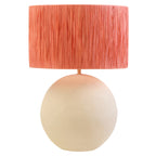 Natural Papier Mache Table Lamp with Rust Raffia Shade