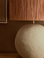 Natural Papier Mache Table Lamp with Rust Raffia Shade