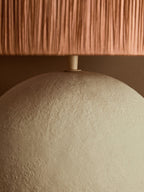 Natural Papier Mache Table Lamp with Rust Raffia Shade