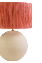 Natural Papier Mache Table Lamp with Rust Raffia Shade