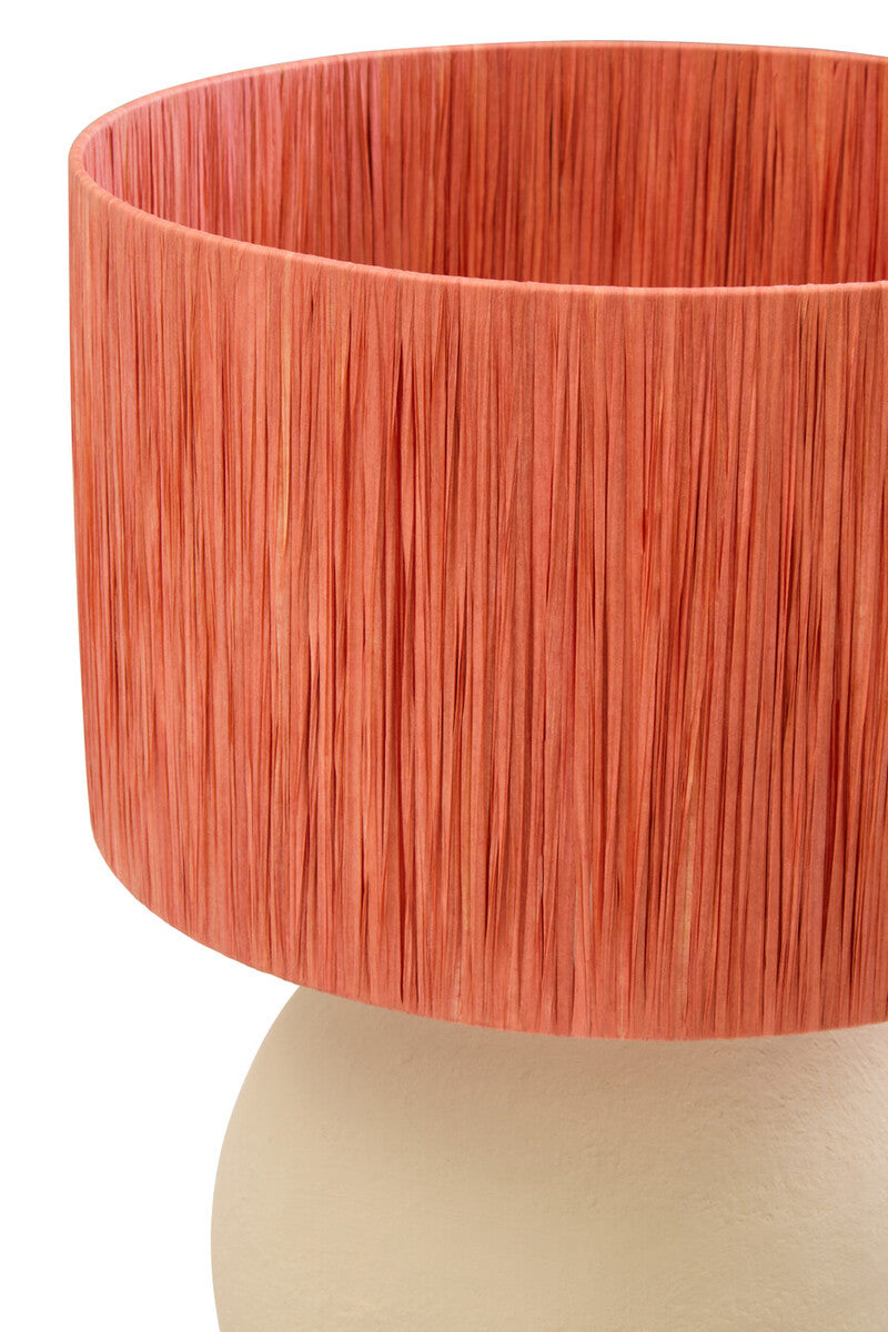 Natural Papier Mache Table Lamp with Rust Raffia Shade