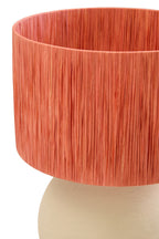 Natural Papier Mache Table Lamp with Rust Raffia Shade