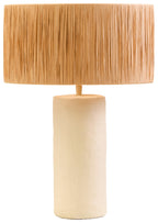 Natural Papier Mache Table Lamp with Natural Raffia Shade