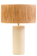 Natural Papier Mache Table Lamp with Natural Raffia Shade