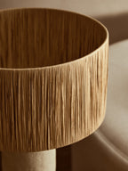 Natural Papier Mache Table Lamp with Natural Raffia Shade