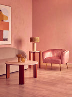 Natural Papier Mache Table Lamp with Natural Raffia Shade