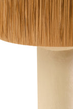 Natural Papier Mache Table Lamp with Natural Raffia Shade