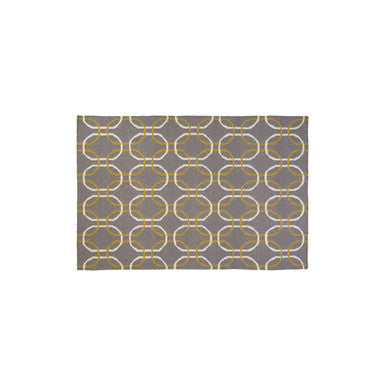 Grey White and Green Rug