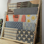 Grey White and Green Rug