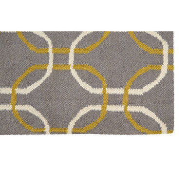 Grey White and Green Rug