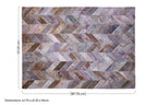 Small Grey Hair on Leather Chevron Patchwork Rug