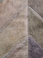 Small Grey Hair on Leather Chevron Patchwork Rug