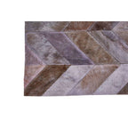Small Grey Hair on Leather Chevron Patchwork Rug