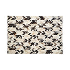 Small Hair on Leather Chevron Patchwork Rug