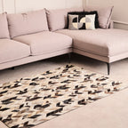 Small Hair on Leather Chevron Patchwork Rug