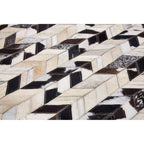 Small Hair on Leather Chevron Patchwork Rug