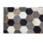 Small Hair on Leather Hexagon Patchwork Rug