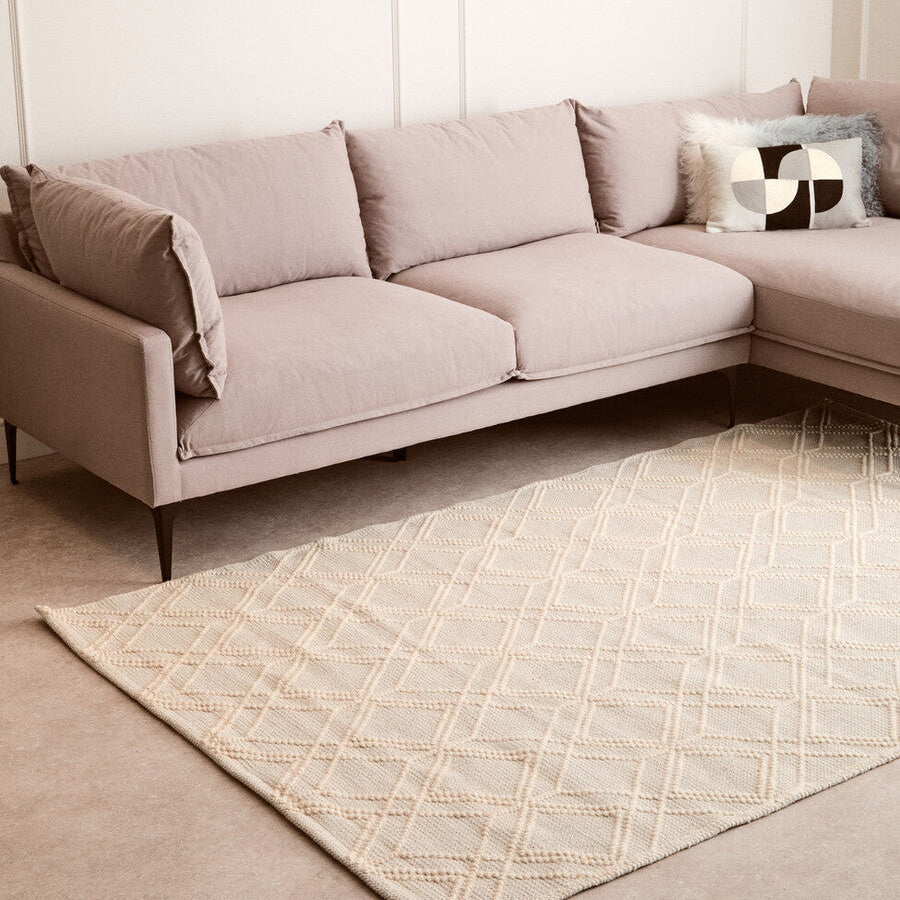 Large Geometric Ivory Rug