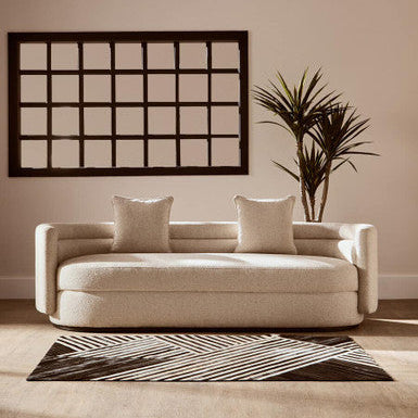 Small Black and White Hair on Leather Rug