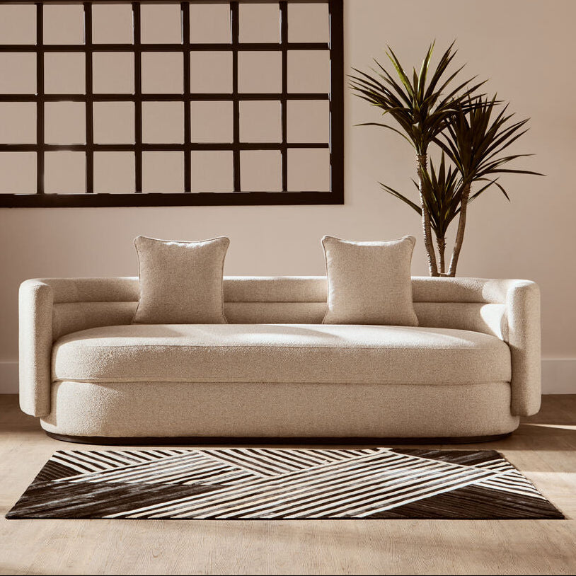 Small Black and White Hair on Leather Rug