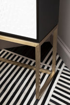 Small Black and White Hair on Leather Rug