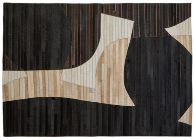 Small Abstract Hair on Leather Rug