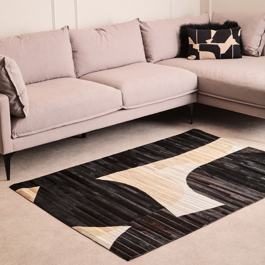 Small Abstract Hair on Leather Rug