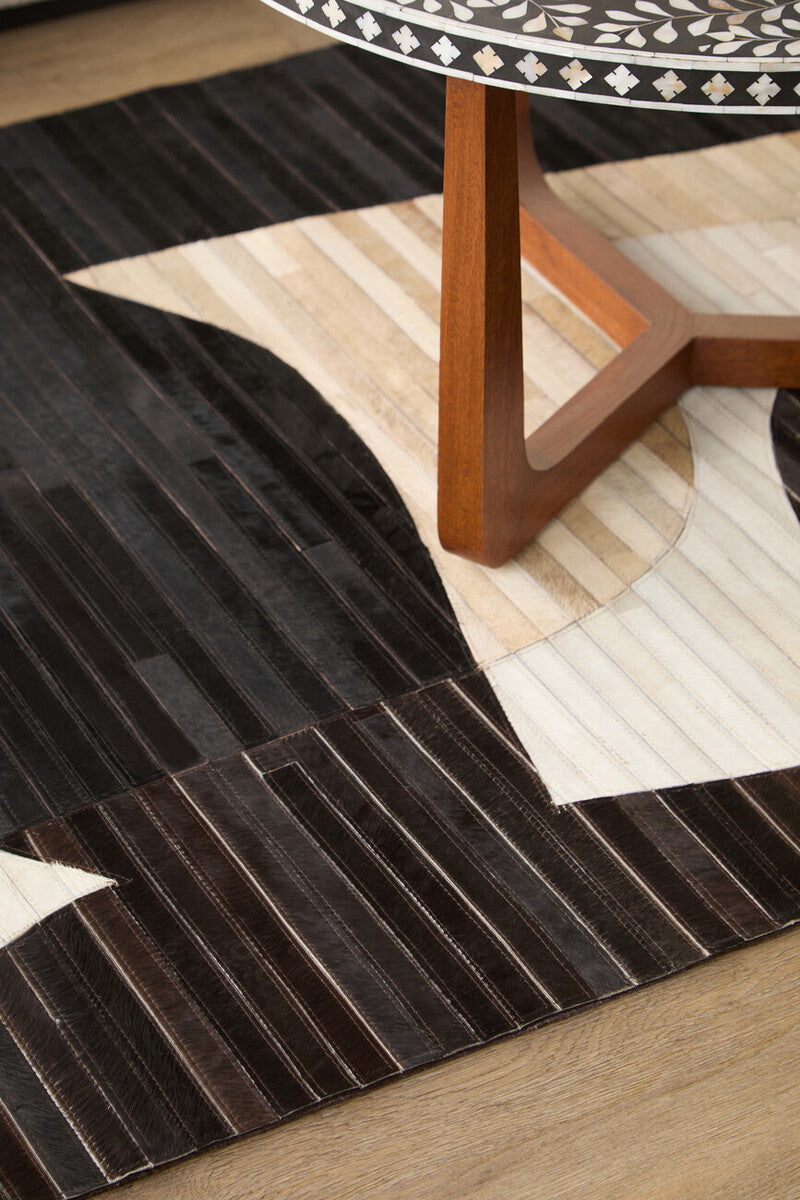 Small Abstract Hair on Leather Rug