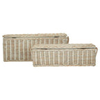 White Wash Rattan Set of 2 Storage Boxes