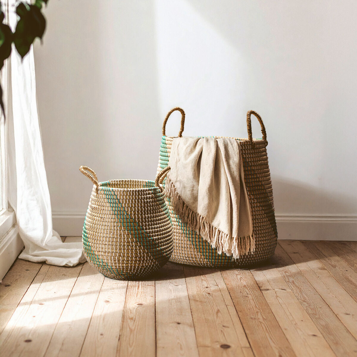 Set of 2 Seagrass Storage Baskets
