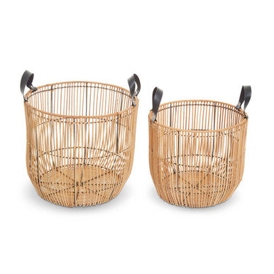 Set of 2 Natural Rattan Baskets