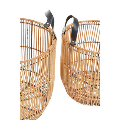 Set of 2 Natural Rattan Baskets
