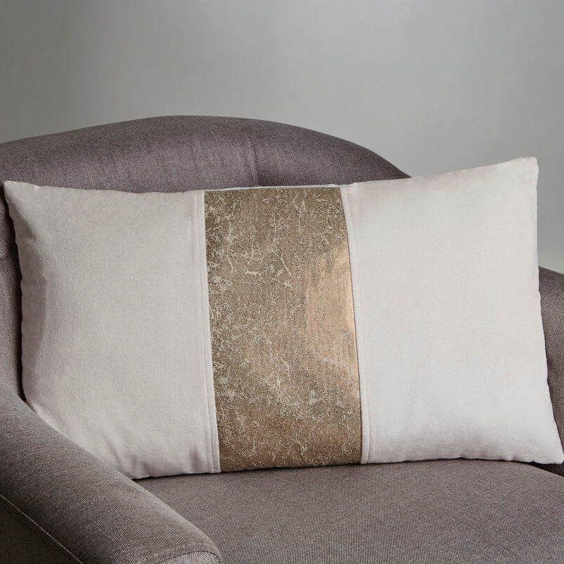 Ivory Velvet And Gold Cushion