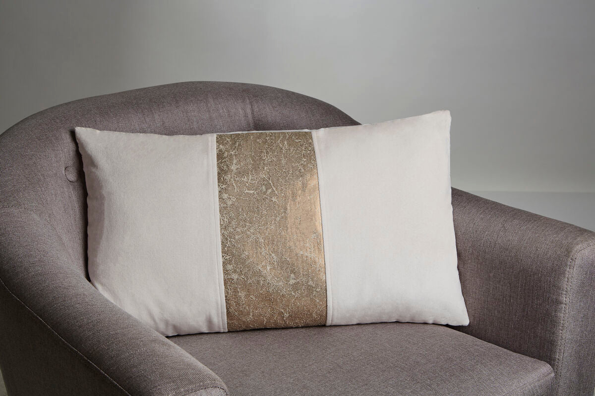 Ivory Velvet And Gold Cushion
