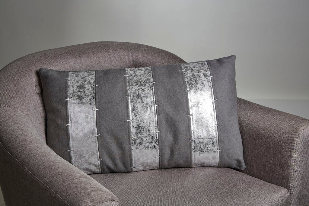 Grey and Silver Stripe Cushion