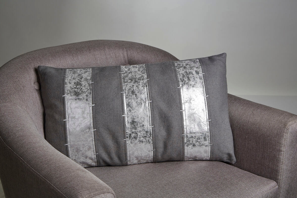 Grey and Silver Stripe Cushion