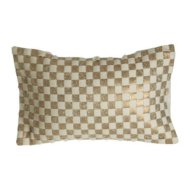 Cream And Gold Check Cushion