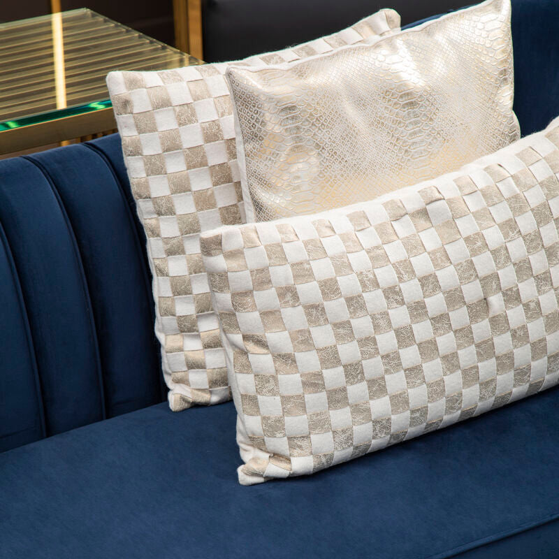 Cream And Gold Check Cushion