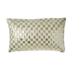 Ivory And Silver Check Rectangular Cushion