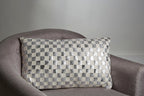 Ivory And Silver Check Rectangular Cushion