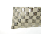 Ivory And Silver Check Rectangular Cushion